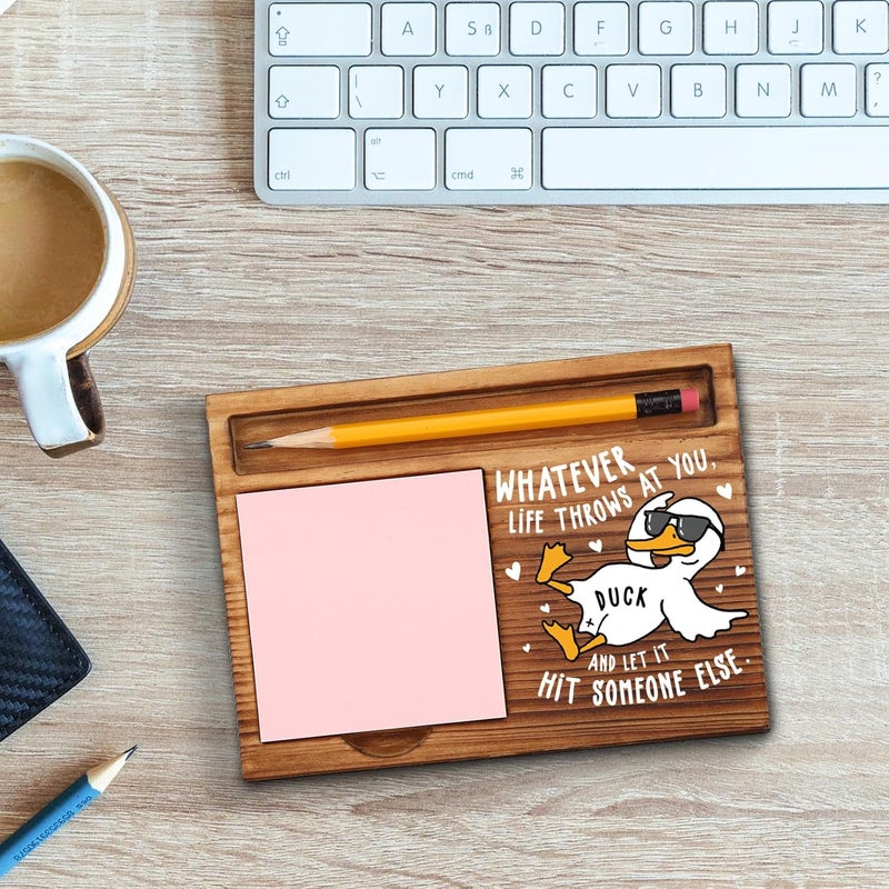 akeke Whatever Life Throws at You Sticky Notes Holder, Funny, Sarcastic, Sassy, Snarky Mental Health Gifts for Coworkers, Women, Colleagues, Boss, Duck Self-Stick Note Pad Holders GAA70 - Image 3